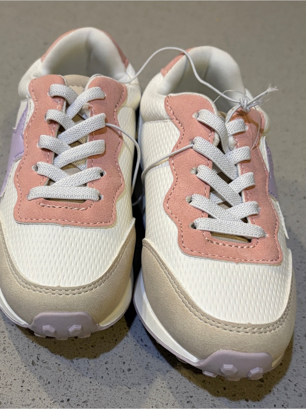 Toddlers Size 7 $40 retail Lace-Up Sneakers in White, Pink & Purple New!